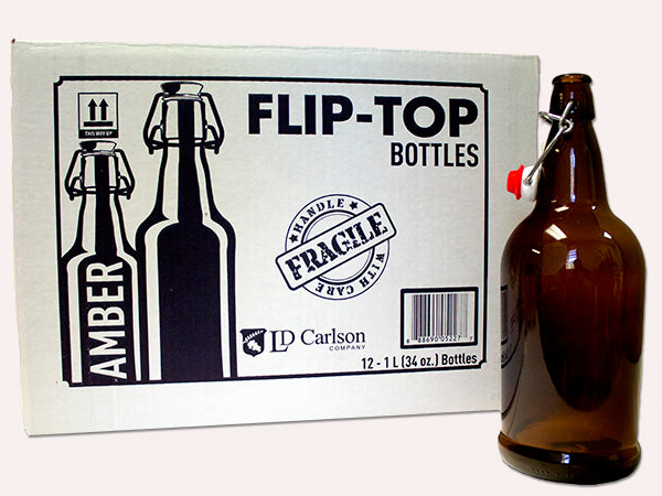 1 Liter Amber E.Z. Cap Bottles - 12/Case